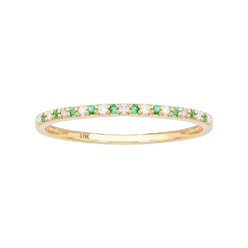 Peridot Gemstone Rings in 14K Gold - Filled Metal with a Pave - Set Band for a Sparkling LookViducci 10k Yellow Gold Genuine Emerald and Diamond Petite Stackable Band Peridot Gemstone Rings in 14K Gold - Filled Metal with a Pave - Set Band for a Sparkling LookViducci 10k Yellow Gold Genuine Emerald and Diamond Petite Stackable Band
