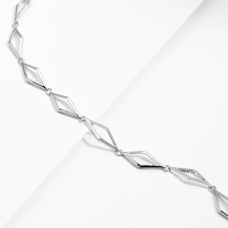 Sterling Silver Open Kite Link Bracelet 19cm