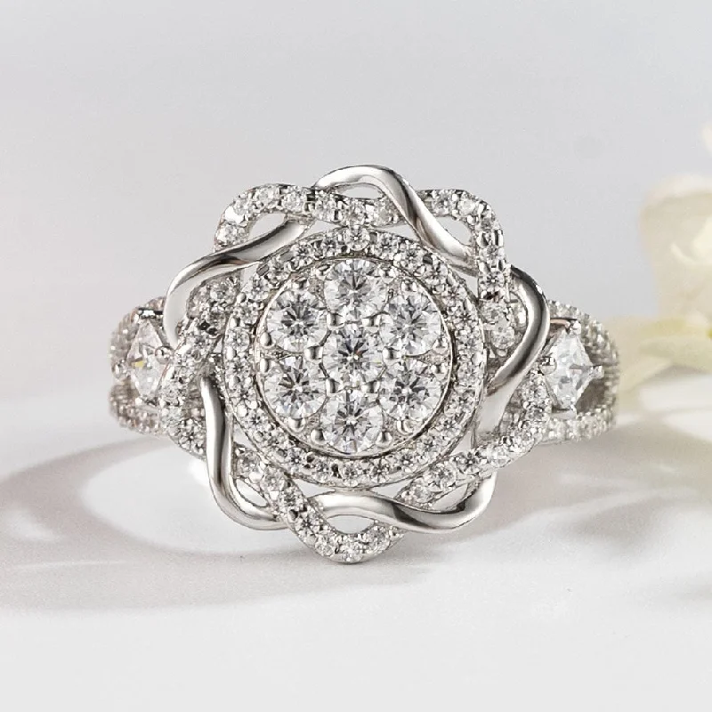 Men's Moonstone Engagement Rings in Silver - Plated Copper with a Celtic Knot PatternVintage Floral Design Round Cut 925 Sterling Silver Engagement Ring Men's Moonstone Engagement Rings in Silver - Plated Copper with a Celtic Knot PatternVintage Floral Design Round Cut 925 Sterling Silver Engagement Ring
