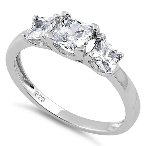 Men's Citrine Engagement Rings in Stainless Steel with a Stackable Band DesignSterling Silver 3-Stone Square CZ Ring Men's Citrine Engagement Rings in Stainless Steel with a Stackable Band DesignSterling Silver 3-Stone Square CZ Ring