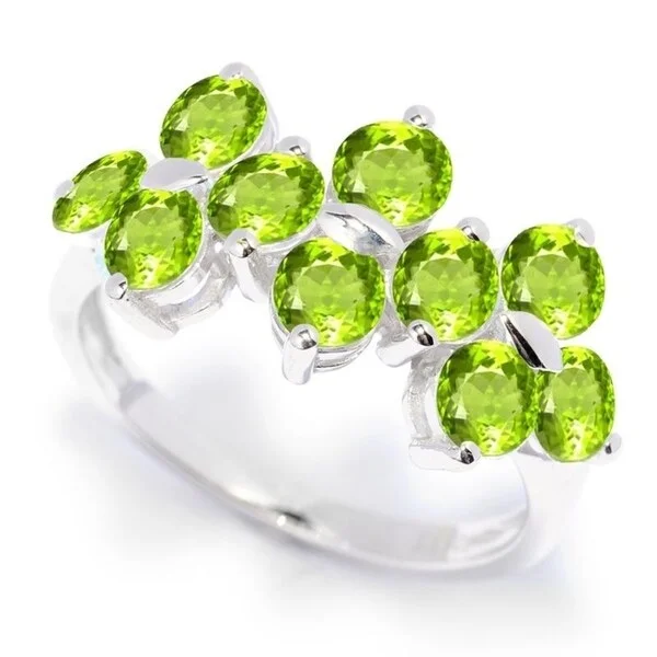 Turquoise Gemstone Rings in 925 Silver with a Southwestern - Inspired Design for a Rustic CharmSterling Silver with Natural Peridot Tri-Cluster Ring Turquoise Gemstone Rings in 925 Silver with a Southwestern - Inspired Design for a Rustic CharmSterling Silver with Natural Peridot Tri-Cluster Ring
