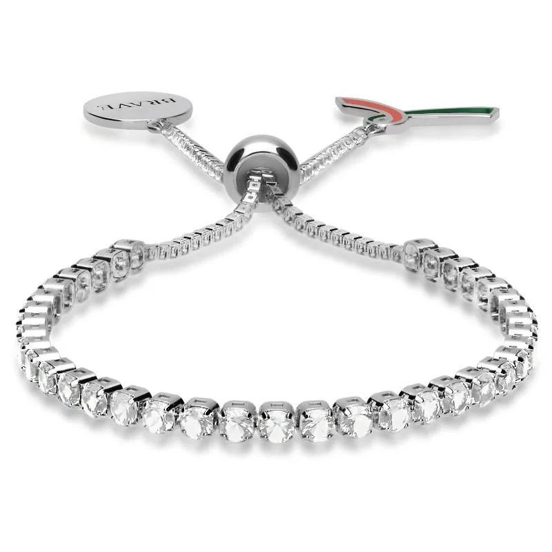 Brave Ribbon Charity Sterling Silver Cubic Zirconia White Bracelet