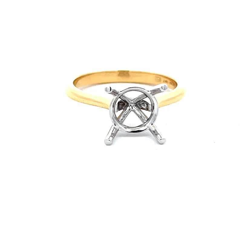 Men's Tourmaline Engagement Rings in 18K Two - Tone Gold with a Floral - Inspired SettingDiamond Semi-Mount Ring Men's Tourmaline Engagement Rings in 18K Two - Tone Gold with a Floral - Inspired SettingDiamond Semi-Mount Ring
