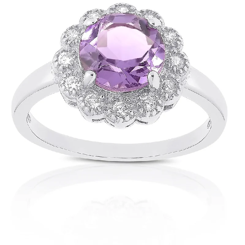 Turquoise Gemstone Rings in 925 Silver with a Southwestern - Inspired Design for a Rustic CharmDolce Giavonna Sterling Silver Amethyst and White Topaz Ring Turquoise Gemstone Rings in 925 Silver with a Southwestern - Inspired Design for a Rustic CharmDolce Giavonna Sterling Silver Amethyst and White Topaz Ring