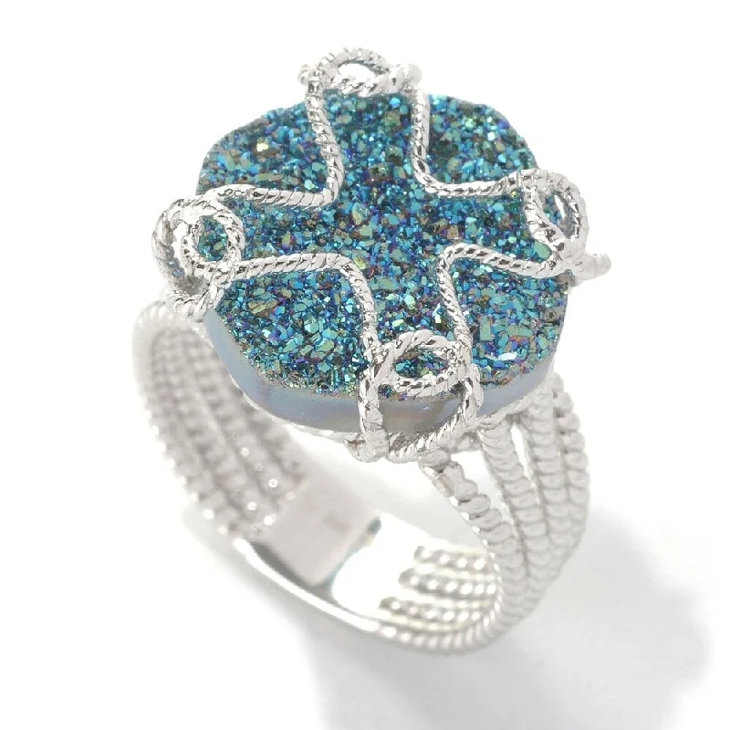 Peridot Gemstone Rings in 14K Gold - Filled Metal with a Pave - Set Band for a Sparkling LookSterling Silver 5.60Ctw Blue Drusy Ring Size - 6 Peridot Gemstone Rings in 14K Gold - Filled Metal with a Pave - Set Band for a Sparkling LookSterling Silver 5.60Ctw Blue Drusy Ring Size - 6