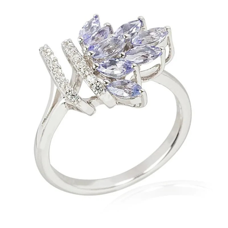 Emerald Gemstone Rings Set in Platinum with Filigree Work for a Vintage - Inspired Look925 Sterling Silver Tanzanite And White Natural Zircon Cluster Ring Emerald Gemstone Rings Set in Platinum with Filigree Work for a Vintage - Inspired Look925 Sterling Silver Tanzanite And White Natural Zircon Cluster Ring