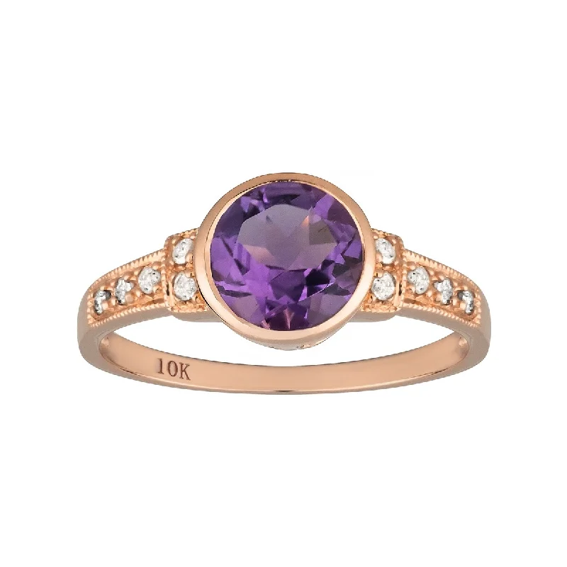 Alexandrite Gemstone Rings in Platinum with a Hidden Halo for a Rare and Luxurious PieceViducci 10k Rose Gold Vintage Style Genuine Round Amethyst and Diamond Ring Alexandrite Gemstone Rings in Platinum with a Hidden Halo for a Rare and Luxurious PieceViducci 10k Rose Gold Vintage Style Genuine Round Amethyst and Diamond Ring