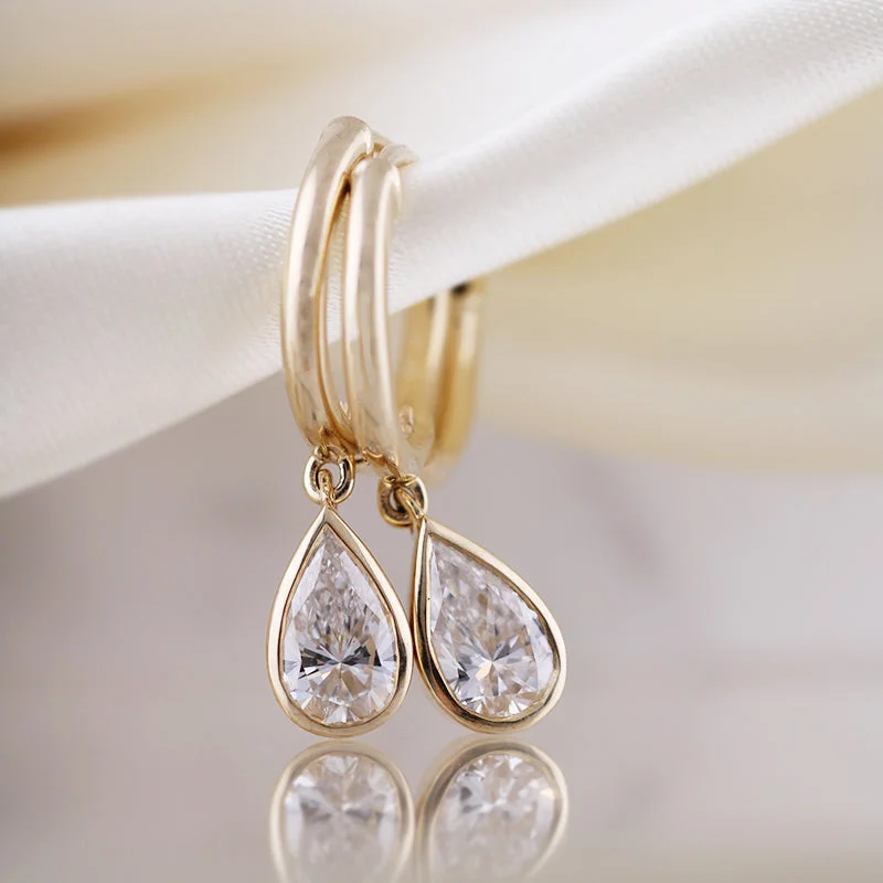 Pear Cut Diamond Charm & Hoop Earrings
