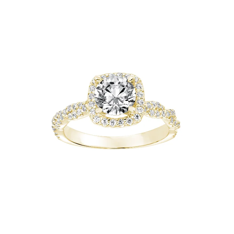 Men's Citrine Engagement Rings in Stainless Steel with a Stackable Band DesignFink's Exclusive 14K Yellow Gold Round Diamond Halo and Diamond Engagement Ring
