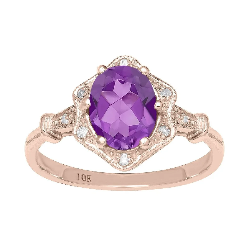 Peridot Gemstone Rings in 14K Gold - Filled Metal with a Pave - Set Band for a Sparkling LookViducci 10k Rose Gold Vintage Style Genuine Oval Amethyst and Diamond Halo Ring Peridot Gemstone Rings in 14K Gold - Filled Metal with a Pave - Set Band for a Sparkling LookViducci 10k Rose Gold Vintage Style Genuine Oval Amethyst and Diamond Halo Ring
