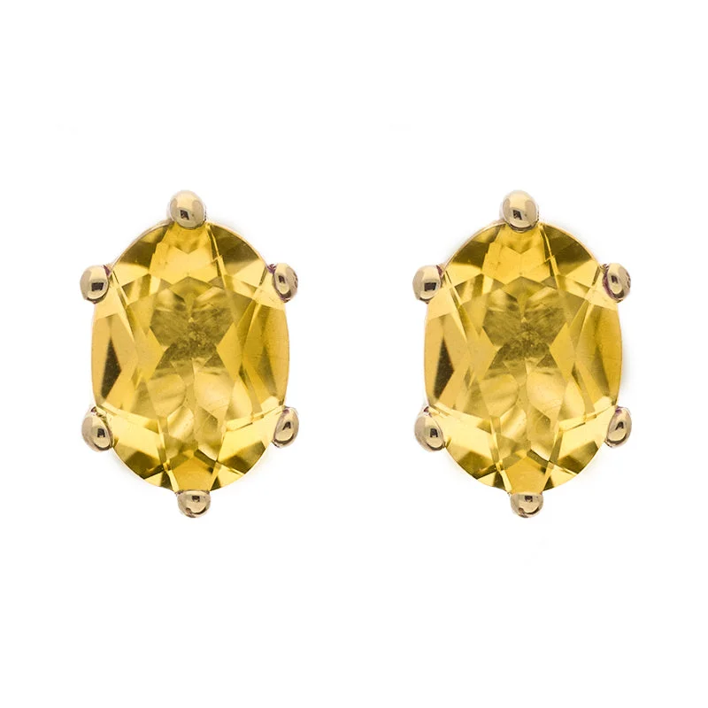 9ct Yellow Gold Sterling Silver Citrine Stepping Stones 4x7mm Oval Claw Set Stud Earrings 9ct Yellow Gold Sterling Silver Citrine Stepping Stones 4x7mm Oval Claw Set Stud Earrings