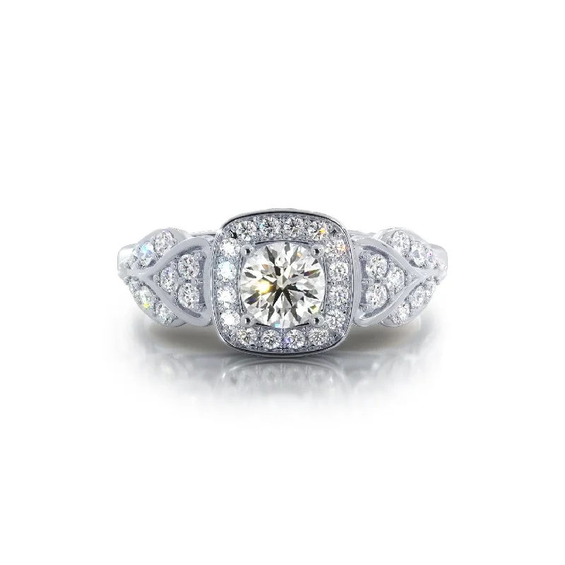 Men's Aquamarine Engagement Rings in 9K Gold with a Bezel - Set StoneLighthouse Pav'e Natural Round  Diamond Engagement Ring