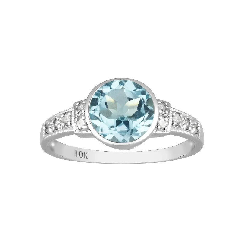 Emerald Gemstone Rings Set in Platinum with Filigree Work for a Vintage - Inspired LookViducci 10k White Gold Vintage Style Genuine Round Blue Topaz and Diamond Ring Emerald Gemstone Rings Set in Platinum with Filigree Work for a Vintage - Inspired LookViducci 10k White Gold Vintage Style Genuine Round Blue Topaz and Diamond Ring