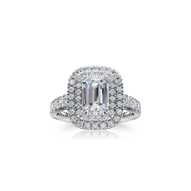 Men's Aquamarine Engagement Rings in 9K Gold with a Bezel - Set StoneThe Studio Collection Emerald Cut Diamond Double Halo Engagement Ring