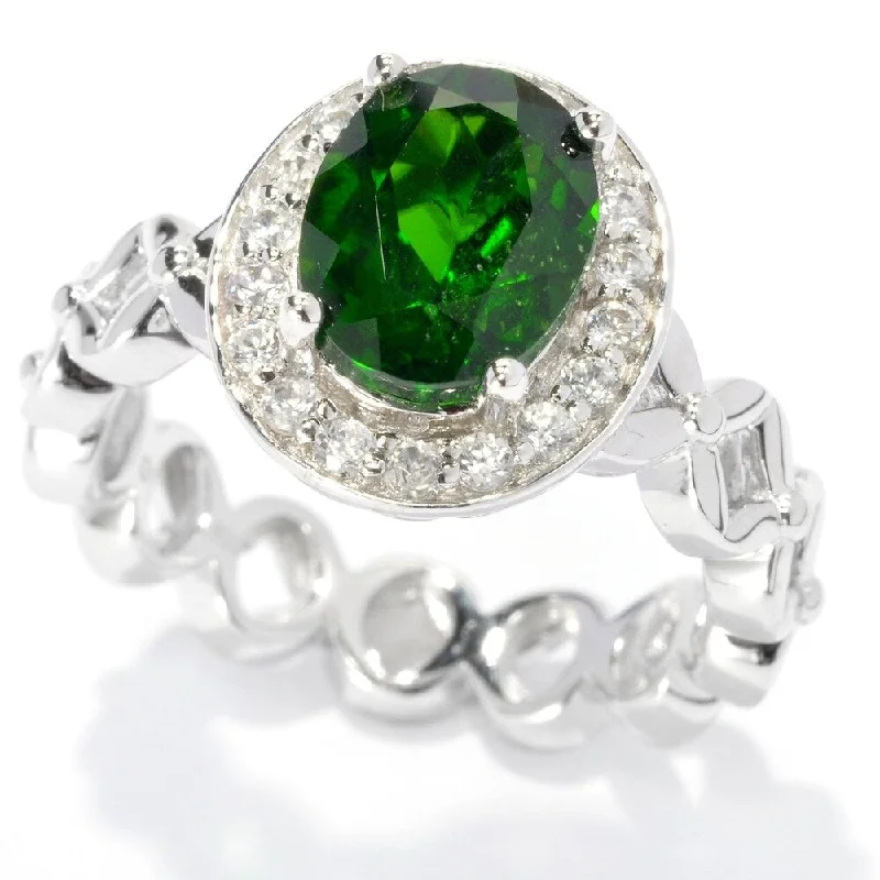 Emerald Gemstone Rings Set in Platinum with Filigree Work for a Vintage - Inspired LookPlatinum O/ Silver 2.72Ctw Chrome Diopside W/Accent Ring Emerald Gemstone Rings Set in Platinum with Filigree Work for a Vintage - Inspired LookPlatinum O/ Silver 2.72Ctw Chrome Diopside W/Accent Ring
