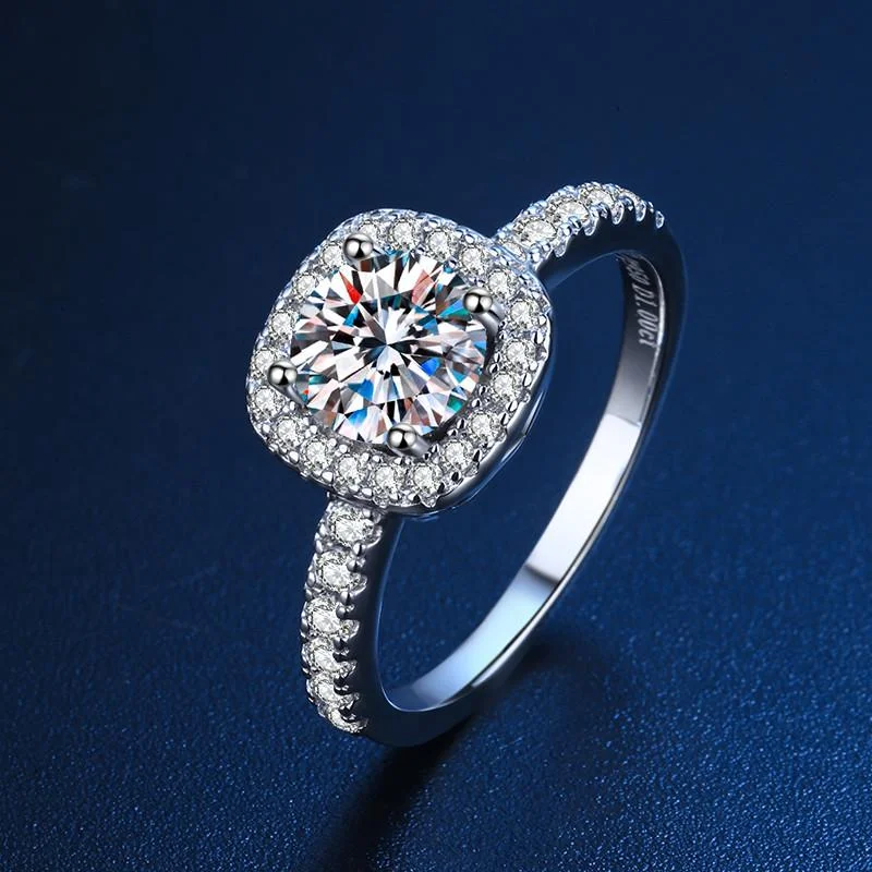 Men's Tourmaline Engagement Rings in 18K Two - Tone Gold with a Floral - Inspired SettingMoissanite Halo Round Cut Sterling Silver Engagement Ring