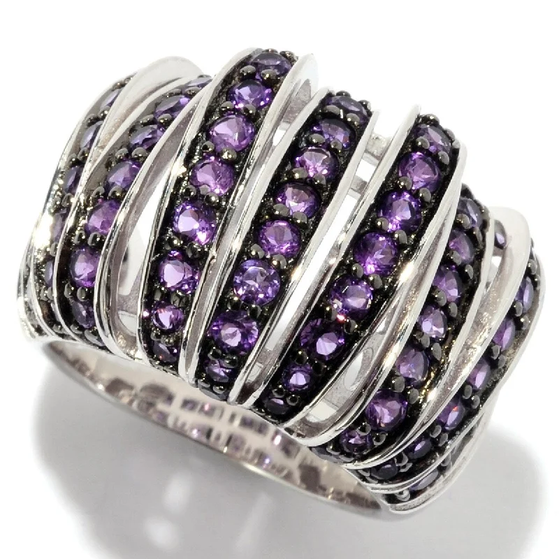 Emerald Gemstone Rings Set in Platinum with Filigree Work for a Vintage - Inspired Look925 Sterling Silver African Amethyst Band Ring Emerald Gemstone Rings Set in Platinum with Filigree Work for a Vintage - Inspired Look925 Sterling Silver African Amethyst Band Ring