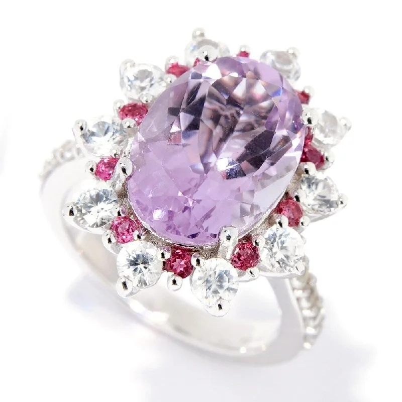 Tourmaline Gemstone Rings in 18K Two - Tone Gold with a Floral - Shaped Setting for a Feminine TouchSterling Silver 7.53ctw Multi Gemstone Flower Ring Tourmaline Gemstone Rings in 18K Two - Tone Gold with a Floral - Shaped Setting for a Feminine TouchSterling Silver 7.53ctw Multi Gemstone Flower Ring