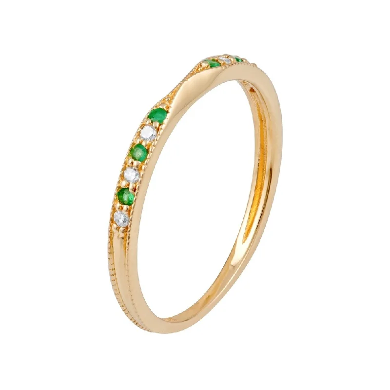 Moonstone Gemstone Rings in Silver - Plated Copper with a Celtic - Inspired Pattern for a Mystical VibeViducci 10k Yellow Gold Vintage Style Emerald and Diamond Stackable Band Moonstone Gemstone Rings in Silver - Plated Copper with a Celtic - Inspired Pattern for a Mystical VibeViducci 10k Yellow Gold Vintage Style Emerald and Diamond Stackable Band