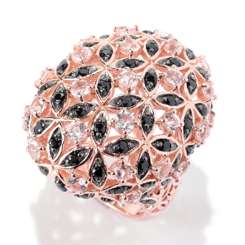 Topaz Gemstone Rings in 10K Gold with a Channel - Set Design for a Contemporary and Durable Option18K Rose Vermeil 3.5Ctw Morganite & Black Spinel Flower Dome Ring Size - 6 Topaz Gemstone Rings in 10K Gold with a Channel - Set Design for a Contemporary and Durable Option18K Rose Vermeil 3.5Ctw Morganite & Black Spinel Flower Dome Ring Size - 6