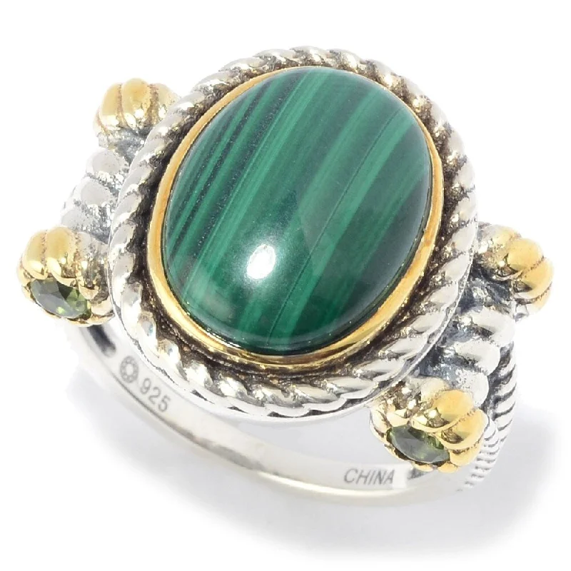 Tourmaline Gemstone Rings in 18K Two - Tone Gold with a Floral - Shaped Setting for a Feminine TouchSterling Silver 14 x 10mm Oval Malachite & Peridot Rope Ring Tourmaline Gemstone Rings in 18K Two - Tone Gold with a Floral - Shaped Setting for a Feminine TouchSterling Silver 14 x 10mm Oval Malachite & Peridot Rope Ring