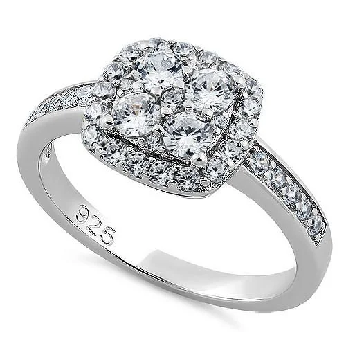 Men's Citrine Engagement Rings in Stainless Steel with a Stackable Band DesignSterling Silver Halo CZ Ring