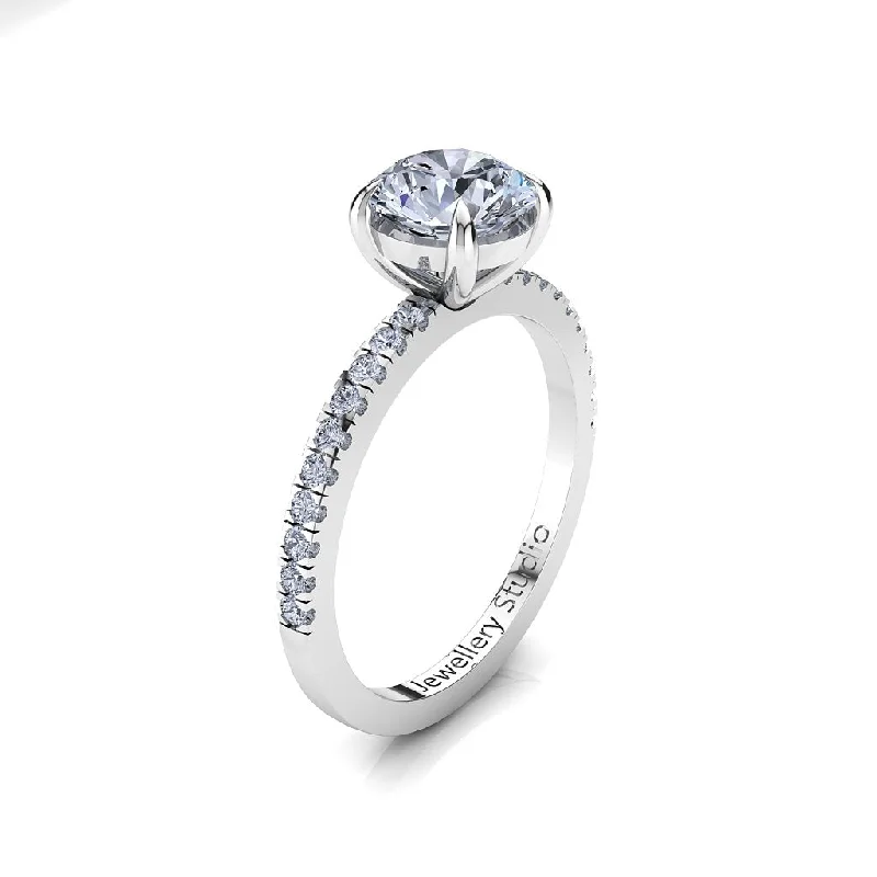 Men's Amethyst Engagement Rings in Sterling Silver with a Contemporary Geometric SettingSolitaire Engagement Ring with 1.00ct Round Brilliant Cut Diamond