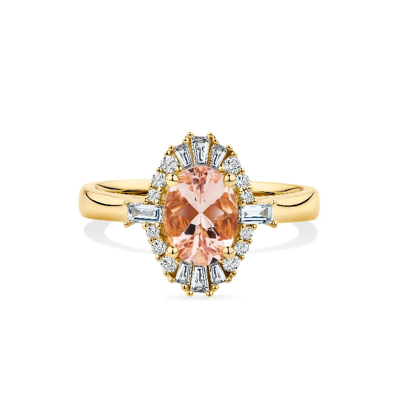 Men's Diamond Engagement Rings with Platinum Band and Halo Setting for a Luxury ProposalBluebird™ Morganite & 0.33ct TW Diamond Ring in 9ct Yellow Gold Men's Diamond Engagement Rings with Platinum Band and Halo Setting for a Luxury ProposalBluebird™ Morganite & 0.33ct TW Diamond Ring in 9ct Yellow Gold