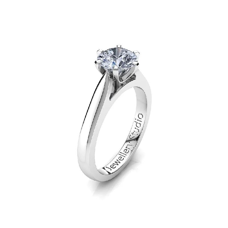 Men's Amethyst Engagement Rings in Sterling Silver with a Contemporary Geometric SettingSolitaire Engagement Ring with 1.00ct Round Brilliant Cut Diamond