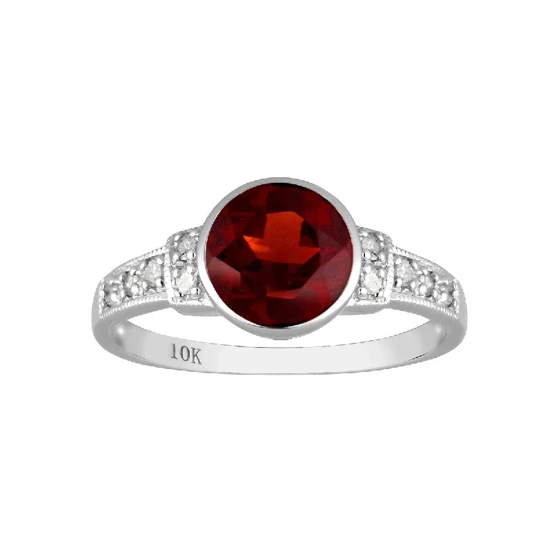 Garnet Gemstone Rings in 18K Gold Vermeil with Intricate Engravings for a Traditional AestheticViducci 10k White Gold Vintage Style Genuine Round Garnet and Diamond Ring Garnet Gemstone Rings in 18K Gold Vermeil with Intricate Engravings for a Traditional AestheticViducci 10k White Gold Vintage Style Genuine Round Garnet and Diamond Ring