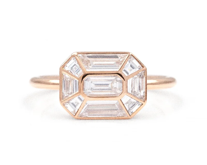 Men's Diamond Engagement Rings with Platinum Band and Halo Setting for a Luxury ProposalEast West Tessellate Ring Men's Diamond Engagement Rings with Platinum Band and Halo Setting for a Luxury ProposalEast West Tessellate Ring