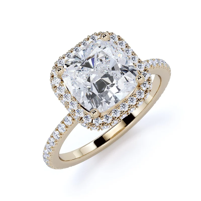 Men's Opal Engagement Rings in 10K Gold with a Milgrain - Trimmed BandLjus Cushion Halo Natural Cushion cut Diamond Engagement Ring