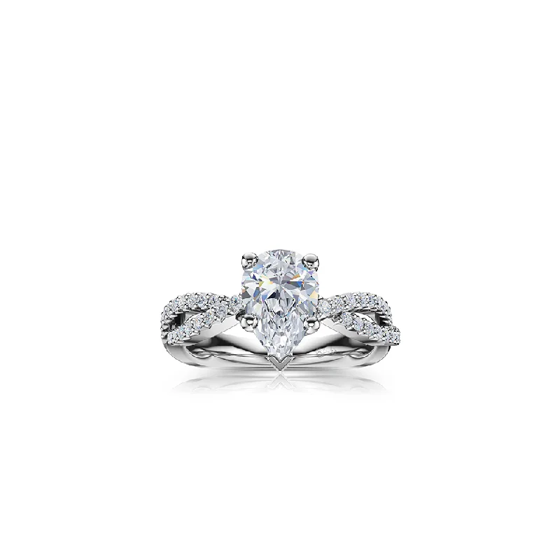 Men's Tanzanite Engagement Rings in Palladium with a Three - Stone ArrangementThe Studio Collection Pear Shape Diamond Twist Shank Engagement Ring