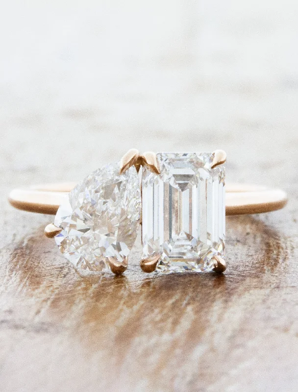 Men's Opal Engagement Rings in 10K Gold with a Milgrain - Trimmed BandAdel - 0.90ct Pear & 1.54ct Emerald Lab Grown Diamonds Men's Opal Engagement Rings in 10K Gold with a Milgrain - Trimmed BandAdel - 0.90ct Pear & 1.54ct Emerald Lab Grown Diamonds