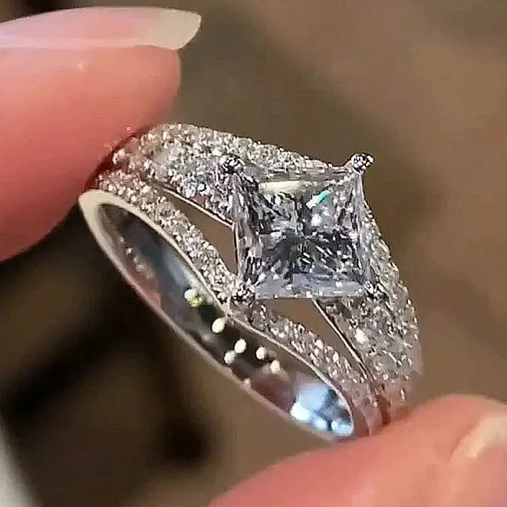 Men's Ruby Engagement Rings in Rose Gold with a Solitaire Design for a Romantic GestureSparkling Princess Cut Engagement Ring In Sterling Silver