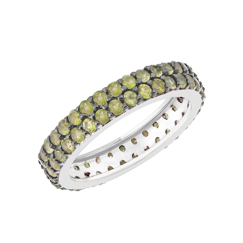 Turquoise Gemstone Rings in 925 Silver with a Southwestern - Inspired Design for a Rustic CharmSterling Silver with Natural Peridot Two Row Eternity Band Ring Turquoise Gemstone Rings in 925 Silver with a Southwestern - Inspired Design for a Rustic CharmSterling Silver with Natural Peridot Two Row Eternity Band Ring