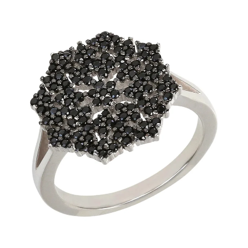 Emerald Gemstone Rings Set in Platinum with Filigree Work for a Vintage - Inspired Look925 Sterling Silver Black Spinel Ring Emerald Gemstone Rings Set in Platinum with Filigree Work for a Vintage - Inspired Look925 Sterling Silver Black Spinel Ring