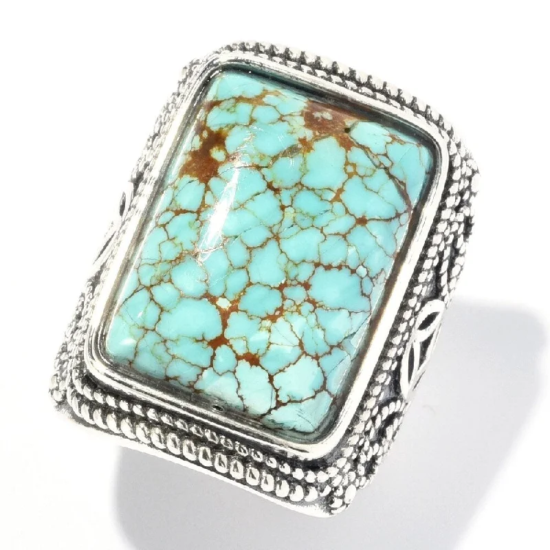 Emerald Gemstone Rings Set in Platinum with Filigree Work for a Vintage - Inspired LookSterling Silver 19 x 14mm #8 Turquoise Textured Ring Emerald Gemstone Rings Set in Platinum with Filigree Work for a Vintage - Inspired LookSterling Silver 19 x 14mm #8 Turquoise Textured Ring