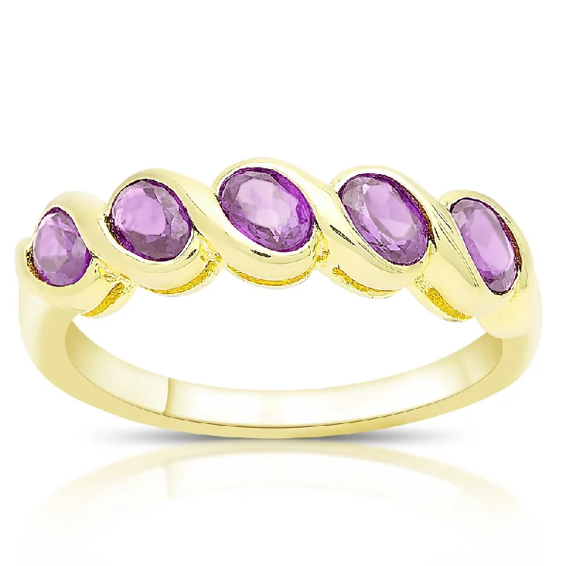 Peridot Gemstone Rings in 14K Gold - Filled Metal with a Pave - Set Band for a Sparkling LookDolce Giavonna Gold Over Silver or Sterling Silver Oval Gemstone Five Stone Ring Peridot Gemstone Rings in 14K Gold - Filled Metal with a Pave - Set Band for a Sparkling LookDolce Giavonna Gold Over Silver or Sterling Silver Oval Gemstone Five Stone Ring