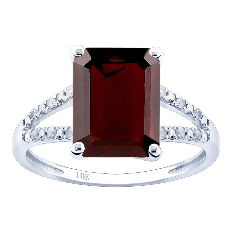 Amethyst Gemstone Rings in Sterling Silver with a Halo of Cubic Zirconia for a Budget - Friendly LuxuryViducci 10k White Gold Genuine Emerald-Shape Garnet and Split-Shank Diamond Ring Amethyst Gemstone Rings in Sterling Silver with a Halo of Cubic Zirconia for a Budget - Friendly LuxuryViducci 10k White Gold Genuine Emerald-Shape Garnet and Split-Shank Diamond Ring