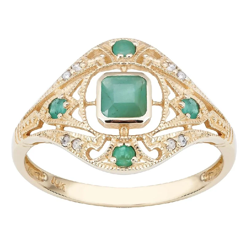 Iolite Gemstone Rings in 10K Gold with a Twisted Band for a Distinctive and Stylish AccessoryViducci 10k Yellow Gold Vintage Style Genuine Emerald and Diamond Ring Iolite Gemstone Rings in 10K Gold with a Twisted Band for a Distinctive and Stylish AccessoryViducci 10k Yellow Gold Vintage Style Genuine Emerald and Diamond Ring