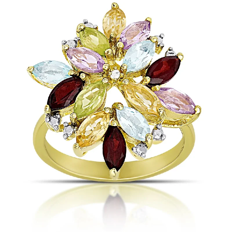 Citrine Gemstone Rings in Stainless Steel with a Stackable Design for a Trendy Everyday WearDolce Giavonna Gold over Sterling Silver Multi Gemstone Cluster Ring (Size 7) Citrine Gemstone Rings in Stainless Steel with a Stackable Design for a Trendy Everyday WearDolce Giavonna Gold over Sterling Silver Multi Gemstone Cluster Ring (Size 7)