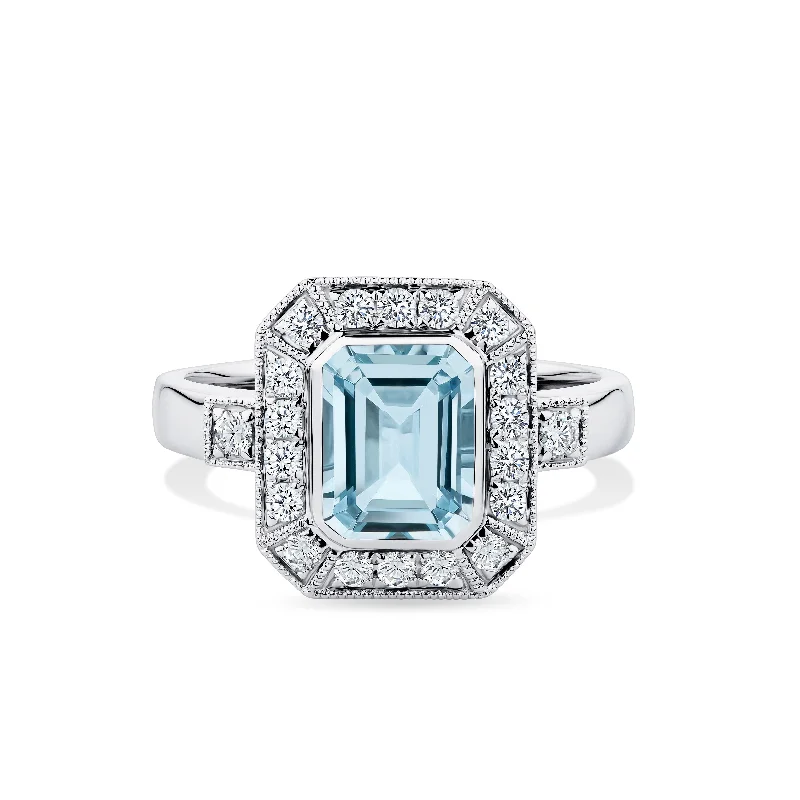 Men's Amethyst Engagement Rings in Sterling Silver with a Contemporary Geometric SettingBluebird™ Aquamarine & 0.33ct TW Diamond Ring in 9ct White Gold Men's Amethyst Engagement Rings in Sterling Silver with a Contemporary Geometric SettingBluebird™ Aquamarine & 0.33ct TW Diamond Ring in 9ct White Gold