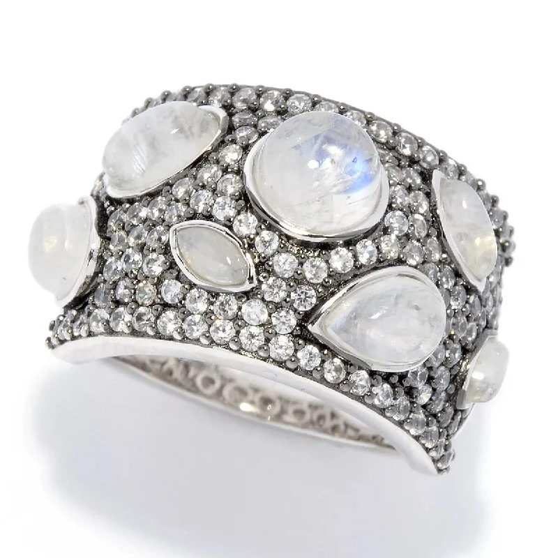 Amethyst Gemstone Rings in Sterling Silver with a Halo of Cubic Zirconia for a Budget - Friendly Luxury925 Sterling Silver Rainbow Moonstone and White Natural Zircon Ring Amethyst Gemstone Rings in Sterling Silver with a Halo of Cubic Zirconia for a Budget - Friendly Luxury925 Sterling Silver Rainbow Moonstone and White Natural Zircon Ring