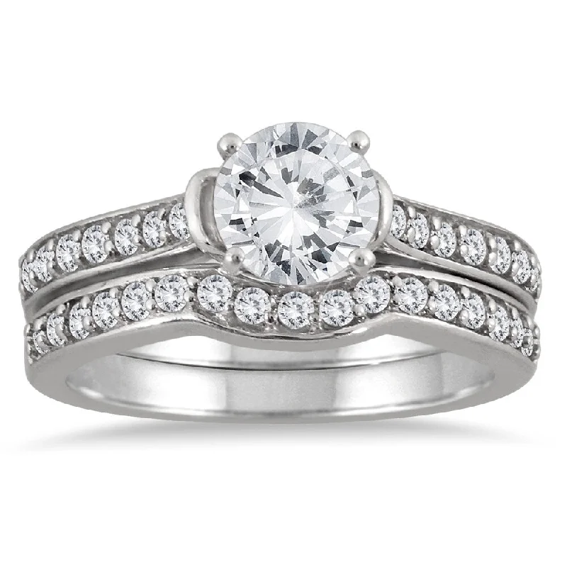 AGS Certified 1 1/2 Carat TW Diamond Bridal Set in 14K White Gold (J-K Color, I2-I3 Clarity) AGS Certified 1 1/2 Carat TW Diamond Bridal Set in 14K White Gold (J-K Color, I2-I3 Clarity)