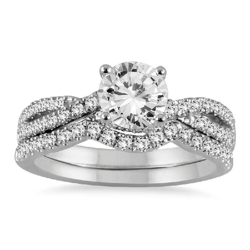 AGS Certified 1 1/3 Carat TW Diamond Bridal Set in 14K White Gold (J-K Color, I2-I3 Clarity) AGS Certified 1 1/3 Carat TW Diamond Bridal Set in 14K White Gold (J-K Color, I2-I3 Clarity)