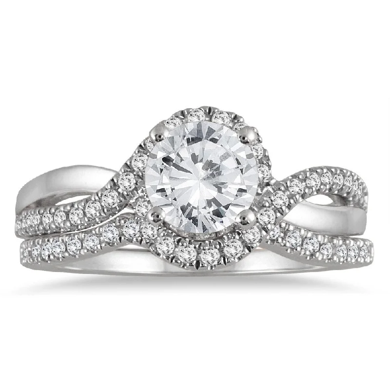 AGS Certified 1 1/4 Carat TW Diamond Bridal Set in 14K White Gold (J-K Color, I2-I3 Clarity) AGS Certified 1 1/4 Carat TW Diamond Bridal Set in 14K White Gold (J-K Color, I2-I3 Clarity)