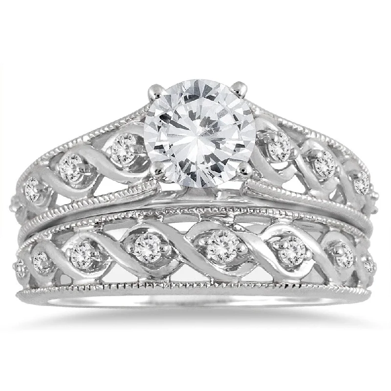 AGS Certified 1 1/4 Carat TW Diamond Bridal Set in 14K White Gold (J-K Color, I2-I3 Clarity) AGS Certified 1 1/4 Carat TW Diamond Bridal Set in 14K White Gold (J-K Color, I2-I3 Clarity)