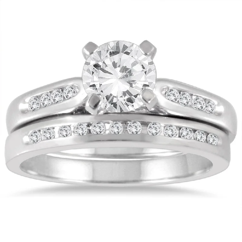 AGS Certified 1 1/5 Carat TW Diamond Bridal Set in 14K White Gold (J-K Color, I2-I3 Clarity) AGS Certified 1 1/5 Carat TW Diamond Bridal Set in 14K White Gold (J-K Color, I2-I3 Clarity)