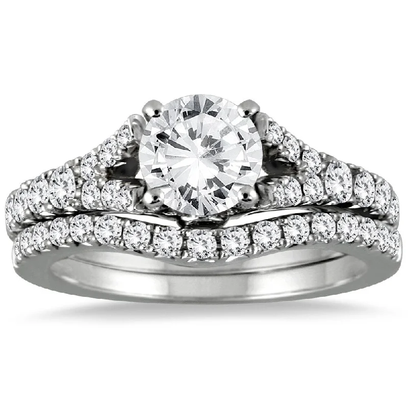 AGS Certified 1 3/4 Carat TW Diamond Bridal Set in 14K White Gold (J-K Color, I2-I3 Clarity) AGS Certified 1 3/4 Carat TW Diamond Bridal Set in 14K White Gold (J-K Color, I2-I3 Clarity)